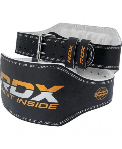 RDX Leather 6" Weightlifting Belt in Black