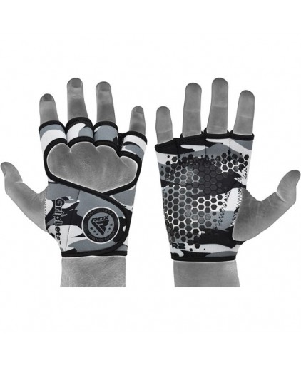 RDX R2 Weightlifting Grip w Short Strap in White