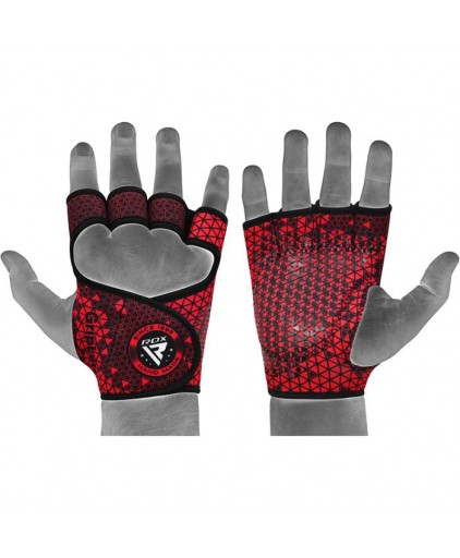 RDX R3 Weightlifting Grip w Short Strap in Red