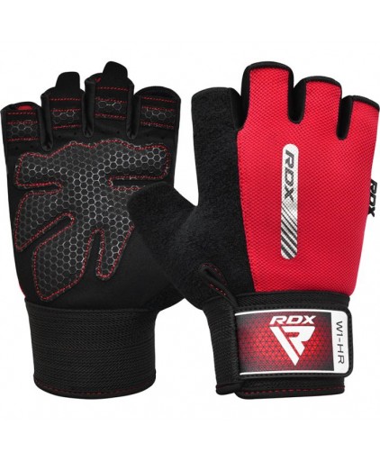 RDX W1 Gym Weighlifting Workout Gloves in Red