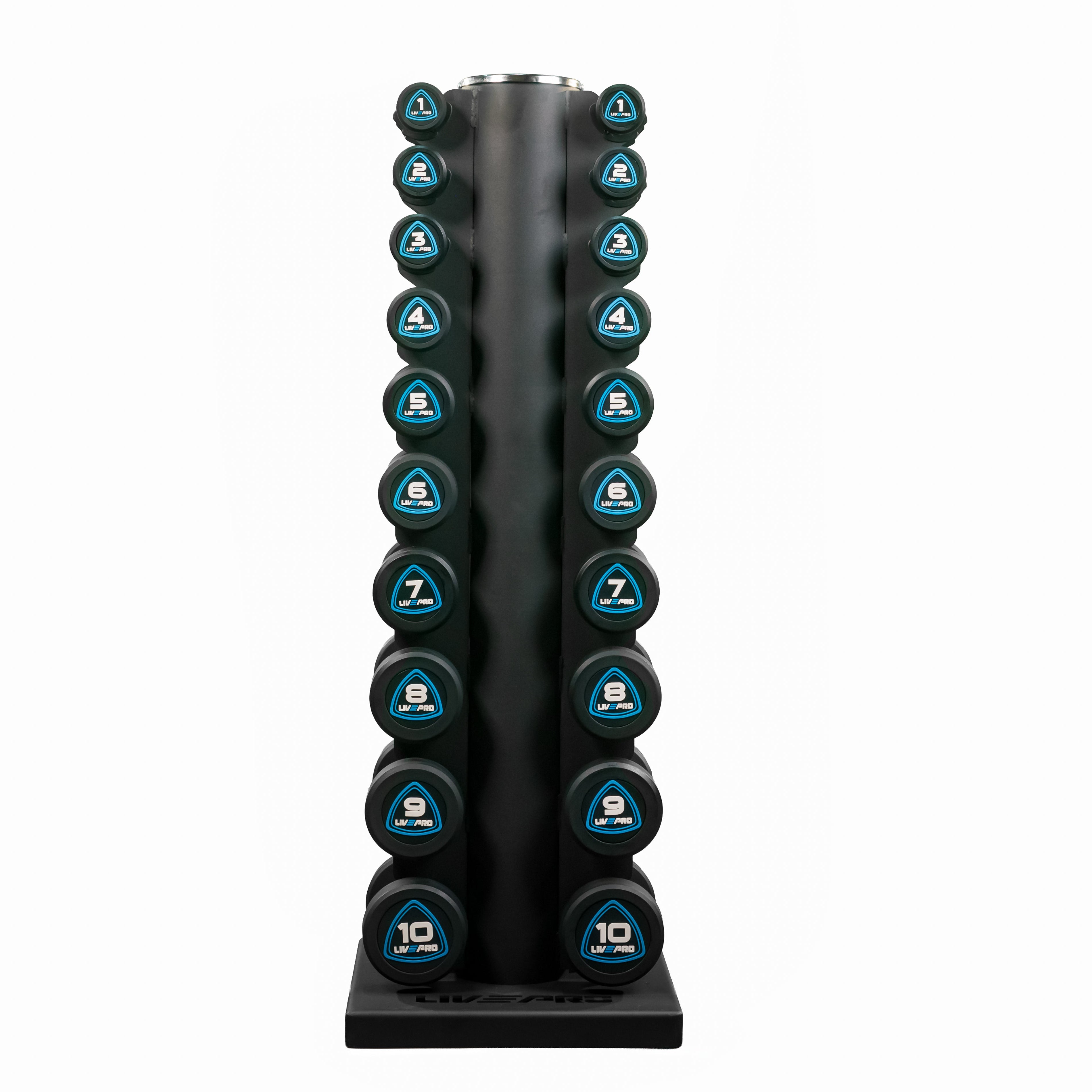 110kg Urethane Studio Dumbbells Set with 10 Pairs Vertical Rack (1kg to 10kg)