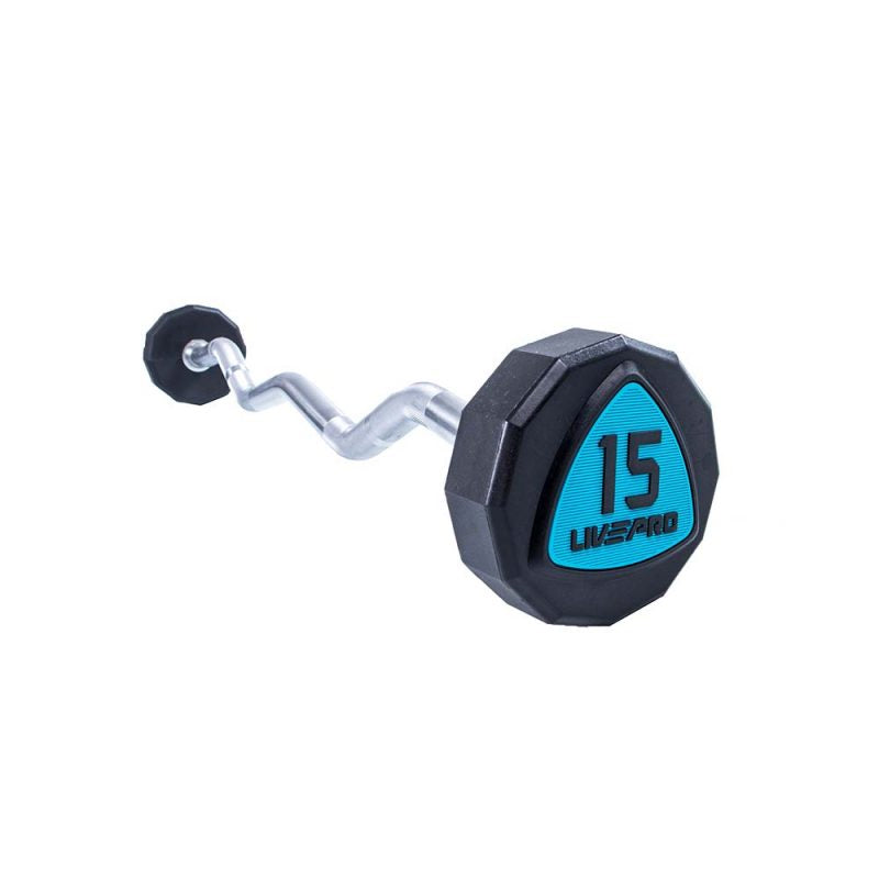 Premium Urethane 12-Sided Fixed EZ Curl Barbell